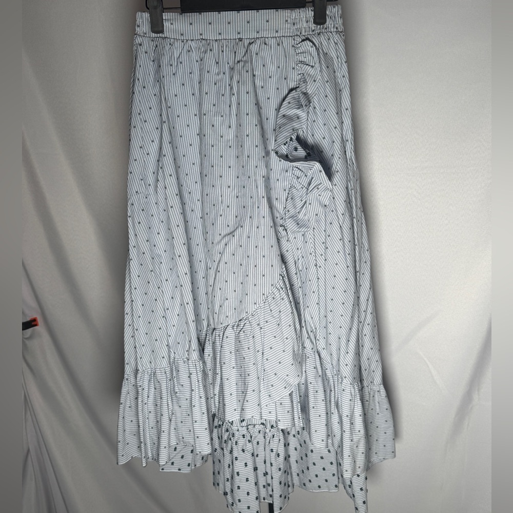 Maje Asymmetrical Blue Striped Skirt